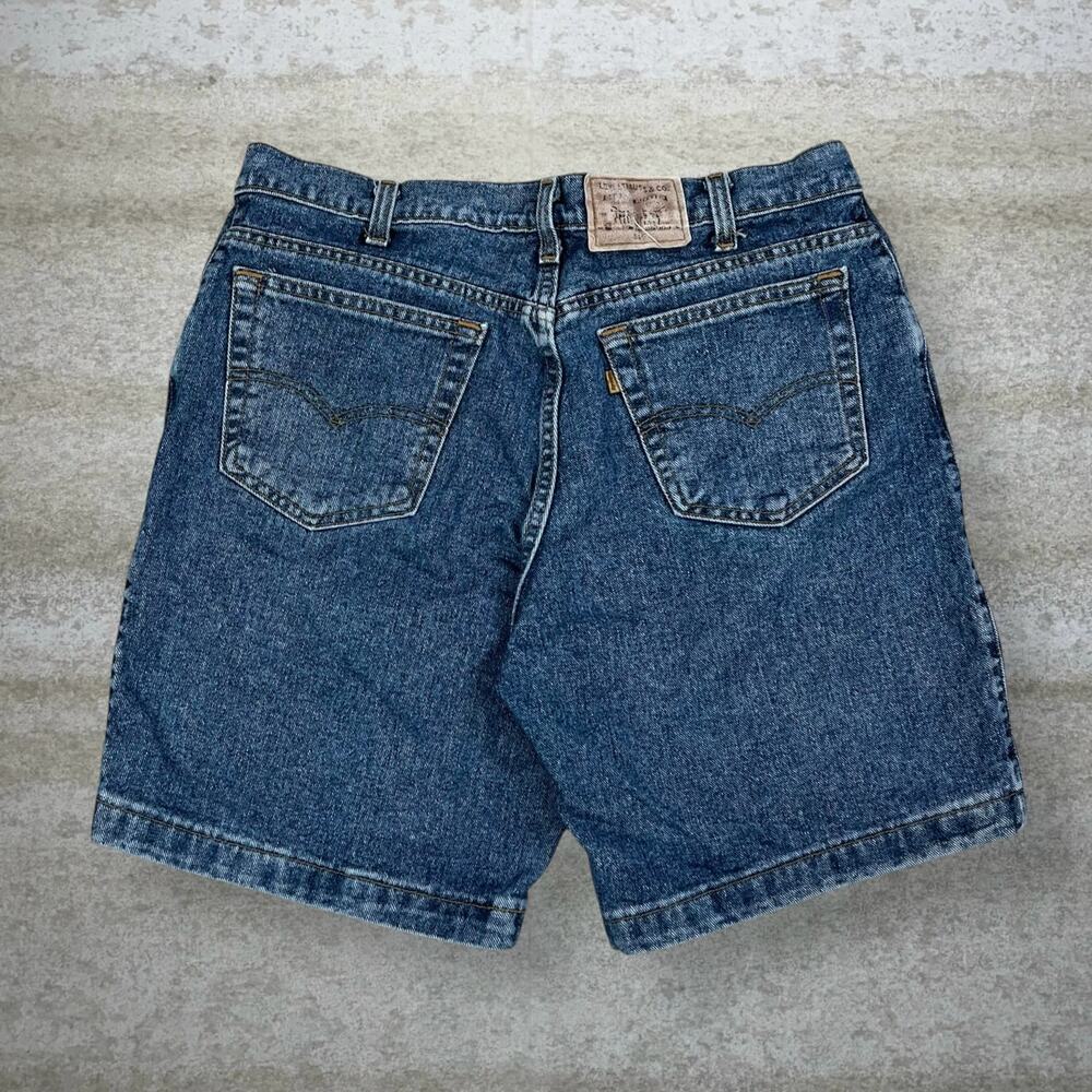 Vintage 90s Levis Jean Shorts 545 34x9 Relaxed Dark Wash Cotton 9" Inseam Jorts